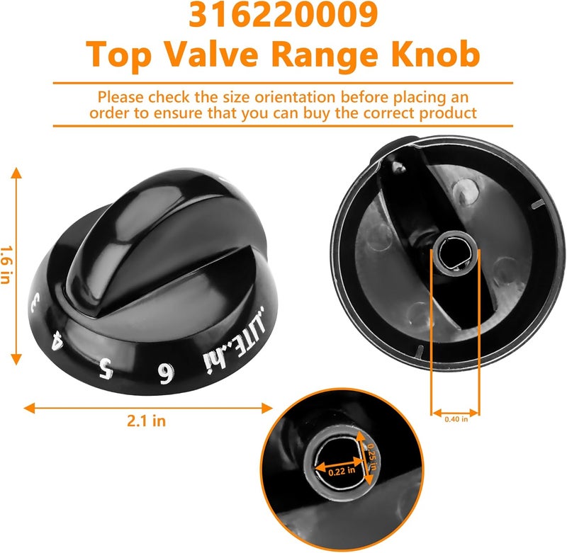 Funmit 316220009 Top Burner Stove Knob Replacement for Frigidaire Replaces AP4322122 PS1991531 EAP1991531 (Black, 3 Pack) - Image 5